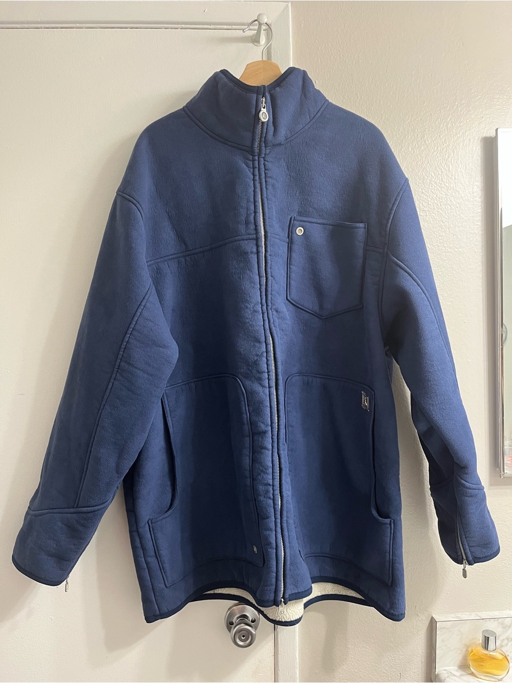 Jordan Navy Blue Full-Zip Puffer Fleece Jacket